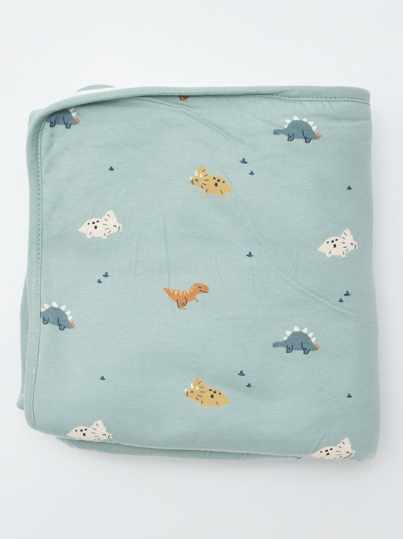 Couverture imprimé en coton jersey Vert - Kiabi
