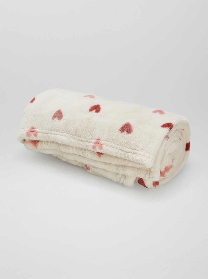 Couverture imprimée avec effet polaire/doudou Beige - Kiabi