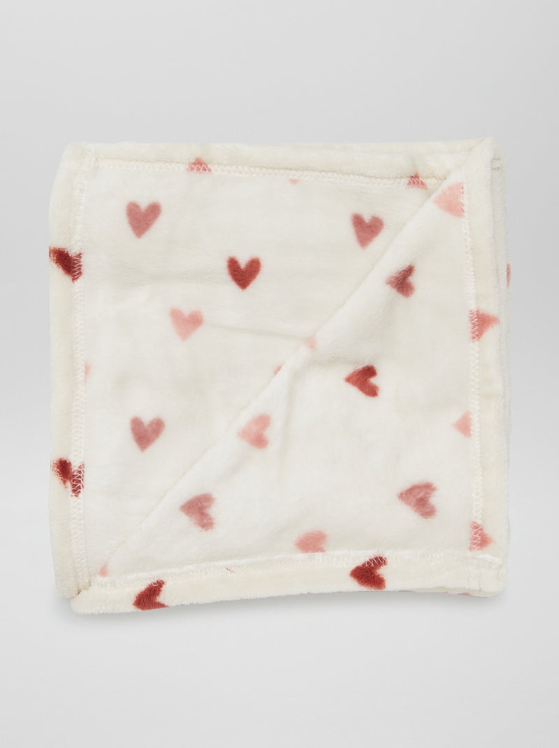 Couverture imprimée avec effet polaire/doudou Beige - Kiabi