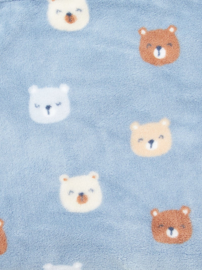 Couverture imprimée avec effet polaire/doudou Bleu - Kiabi