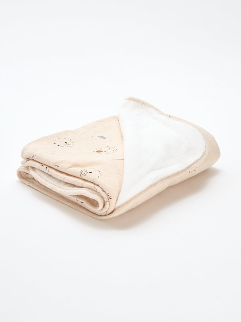 Couverture imprimée avec intérieur effet polaire Beige - Kiabi