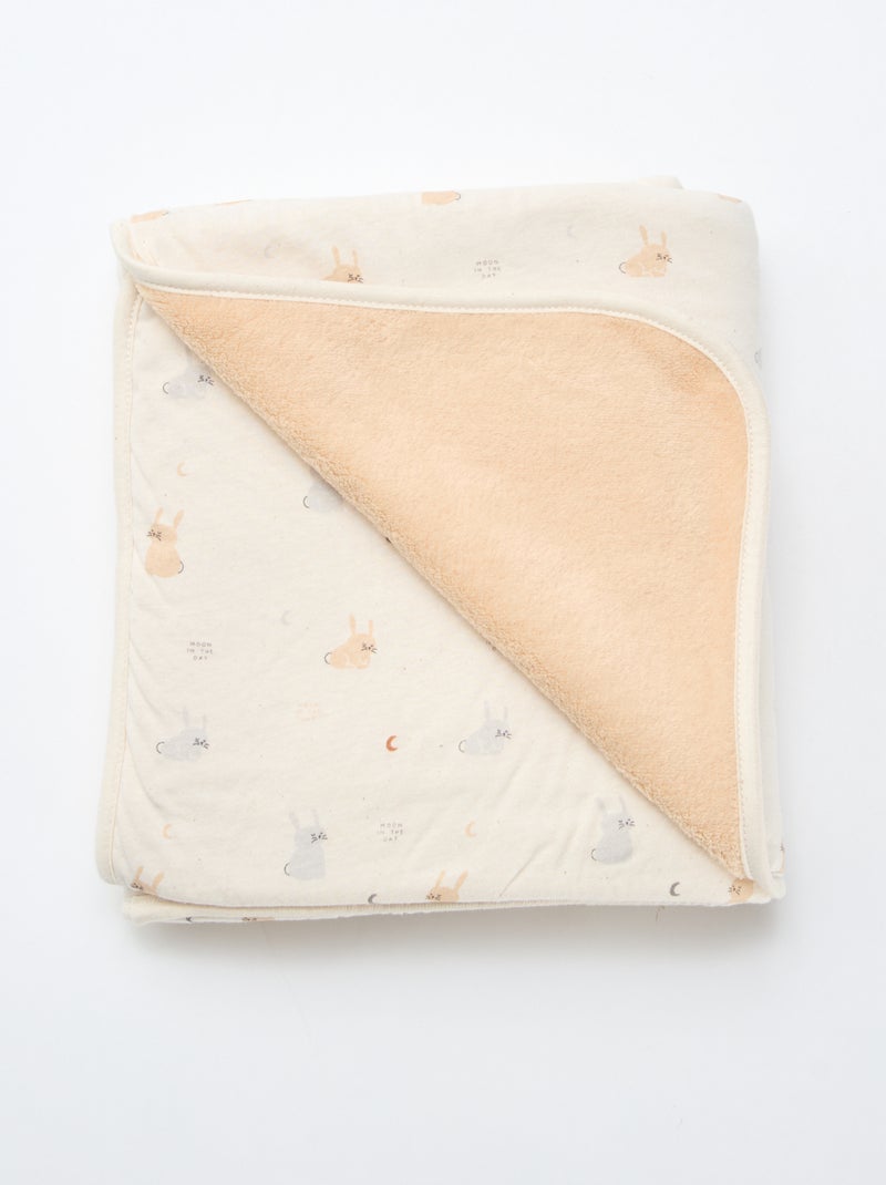 Couverture imprimée avec intérieur effet polaire Beige - Kiabi