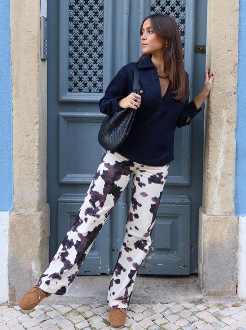 Cow Print Wide Leg Pants - Kiabi