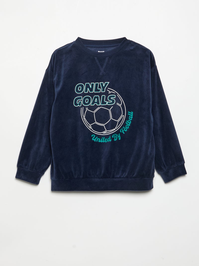 Cozy Fleece 2-Piece Pajamas - Sweatshirt + Pants Blue - Kiabi