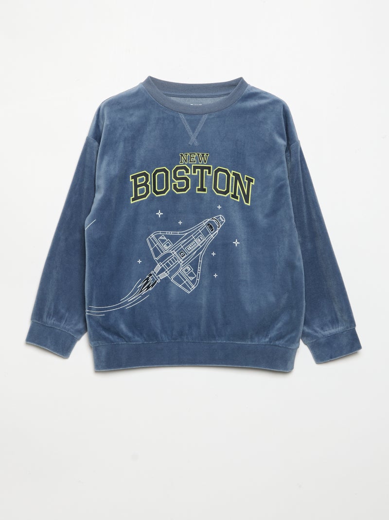 Cozy Fleece 2-Piece Pajamas - Sweatshirt + Pants Blue - Kiabi