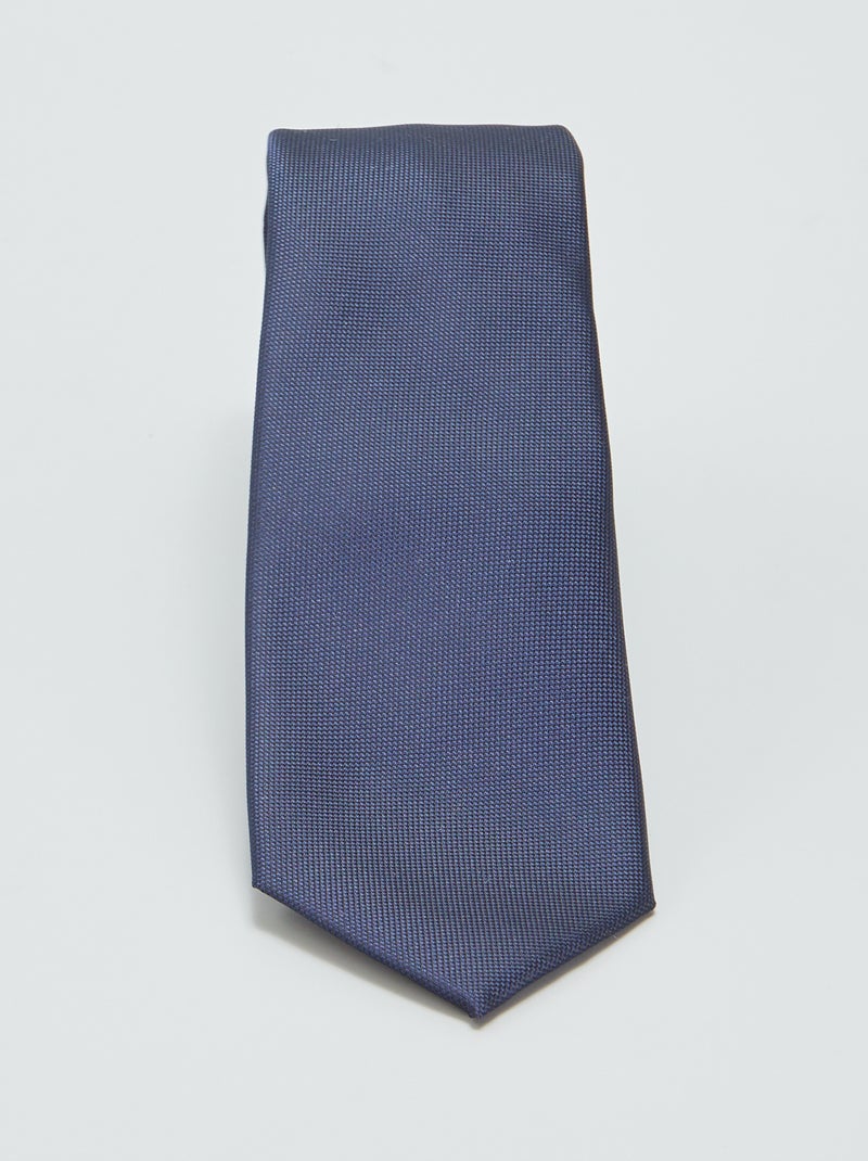 Cravate unie texturée Bleu - Kiabi