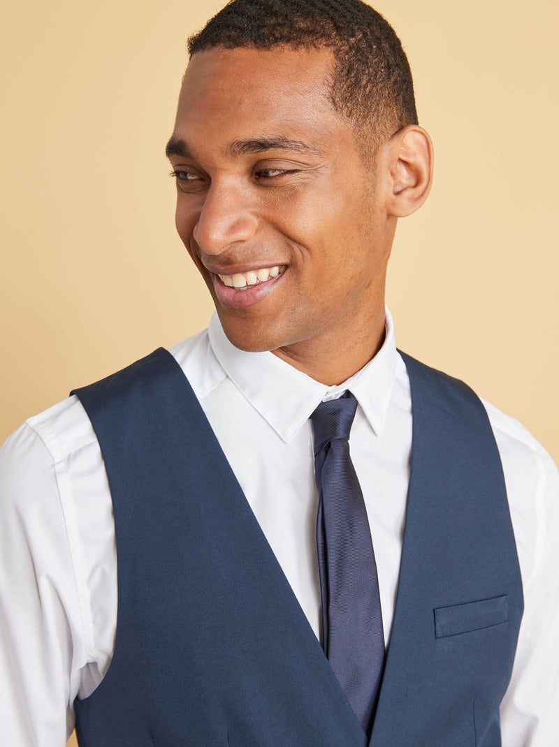 Cravate unie texturée Bleu - Kiabi