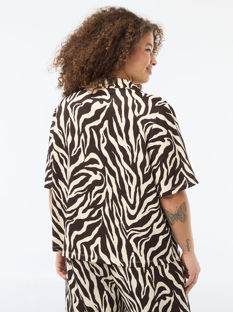 Crepe Knit Blouse Brown - Kiabi