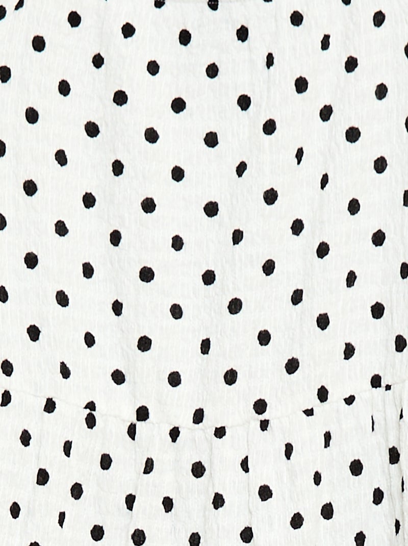 Crepe Knit Polka Dot Dress White - Kiabi
