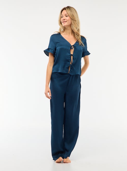 Crepe Knit Two-Piece Pajama Set - Kiabi