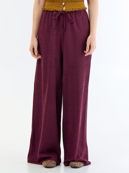 Crepe wide-leg trousers with 2 pockets - Kiabi
