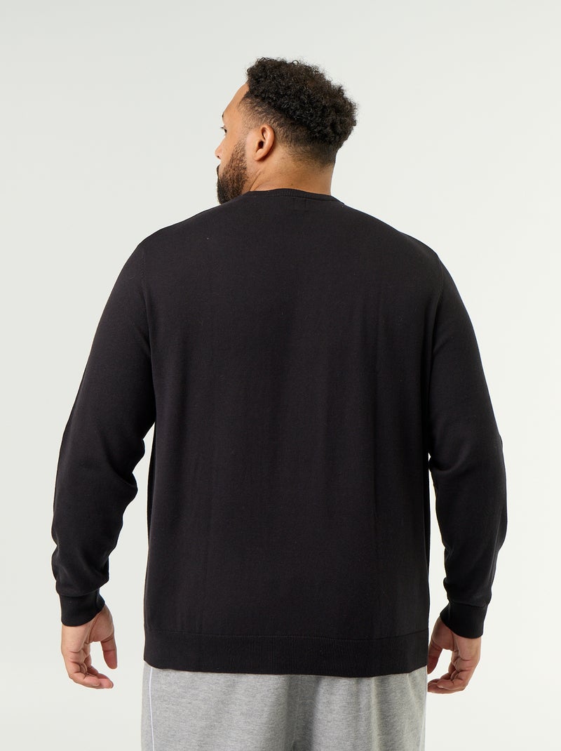 Crew Neck Fine Gauge Sweater Black - Kiabi