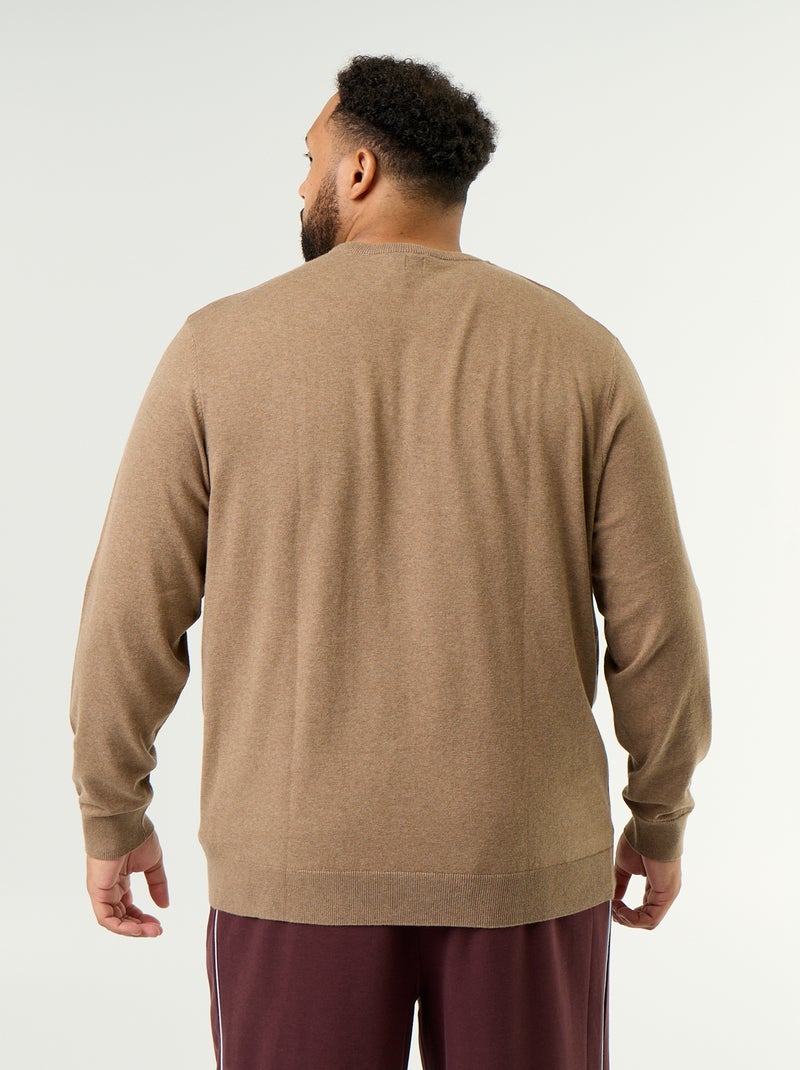 Crew Neck Fine Gauge Sweater Brown - Kiabi