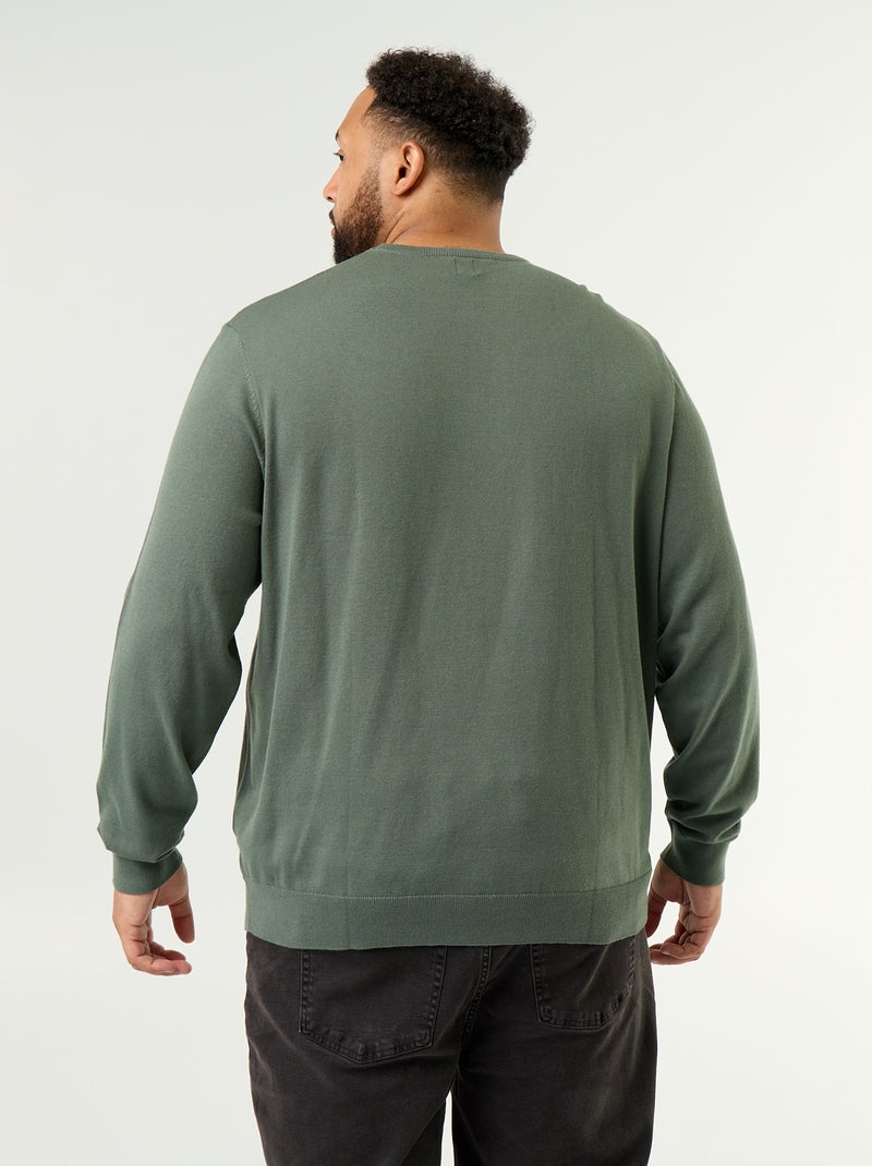 Crew Neck Fine Gauge Sweater Green - Kiabi