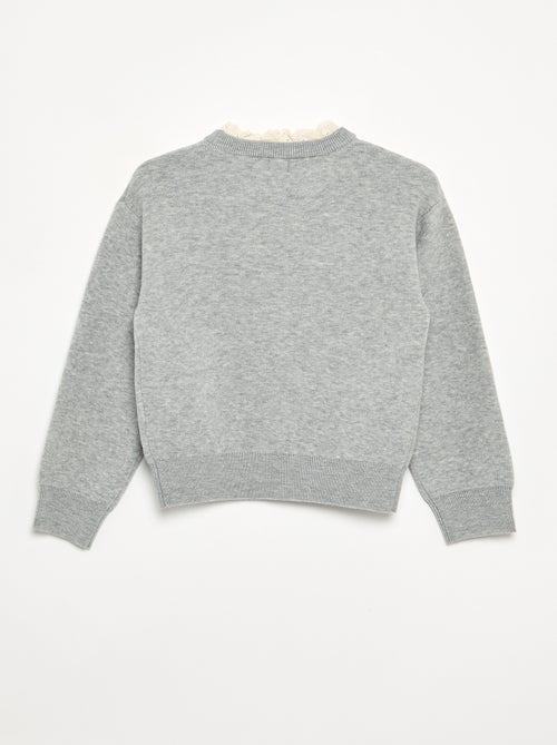 Crew Neck Sweater with 2-in-1 Broderie Anglaise Effect - Kiabi