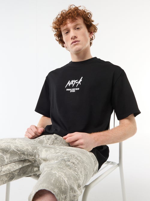 Crew Neck T-Shirt with Contrast Embroidery - Kiabi