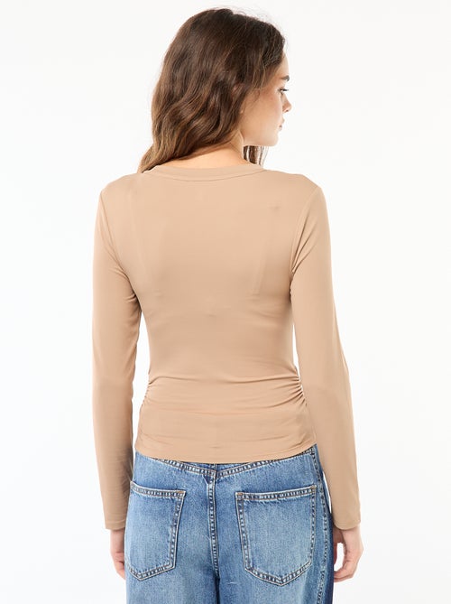 Crinkle-effect cropped T-shirt - Kiabi