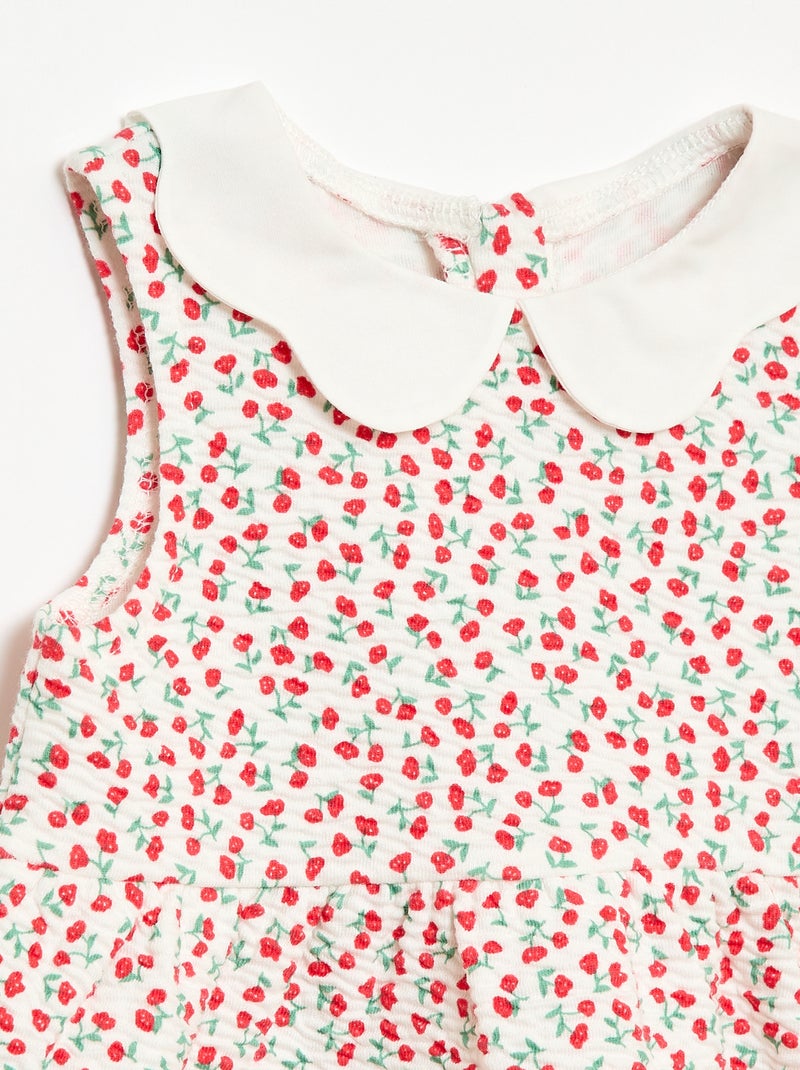 Crinkle-knit dress with poplin collar Red - Kiabi