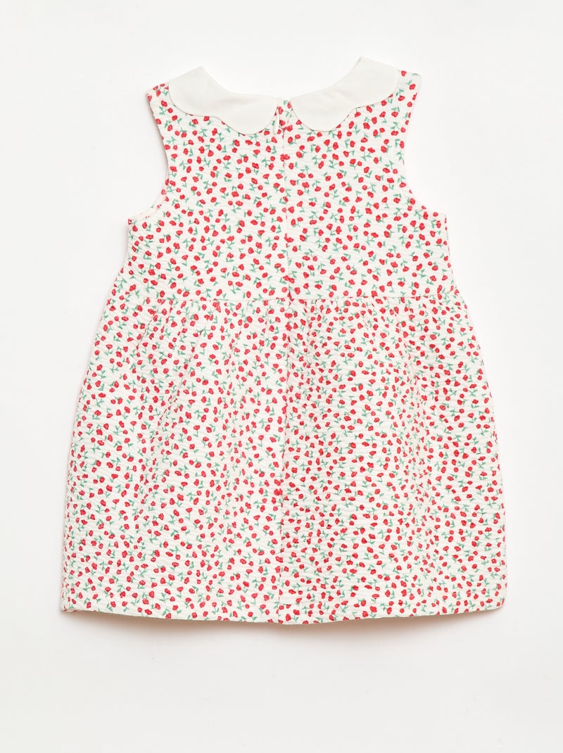 Crinkle-knit dress with poplin collar Red - Kiabi