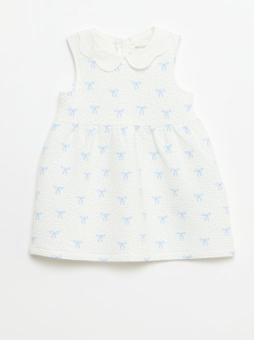 Crinkle-knit dress with poplin collar - Kiabi