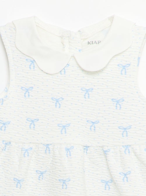 Crinkle-knit dress with poplin collar - Kiabi