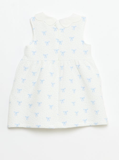 Crinkle-knit dress with poplin collar - Kiabi