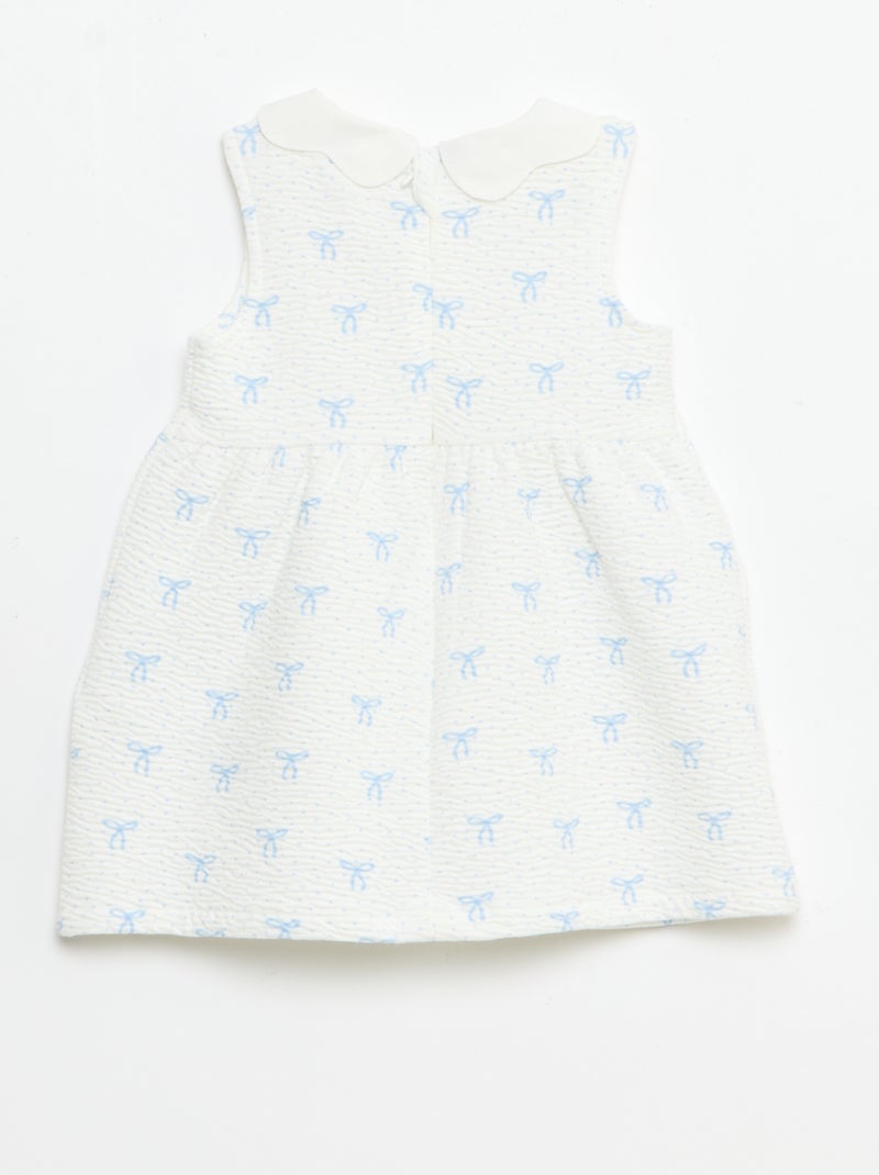 Crinkle-knit dress with poplin collar White - Kiabi