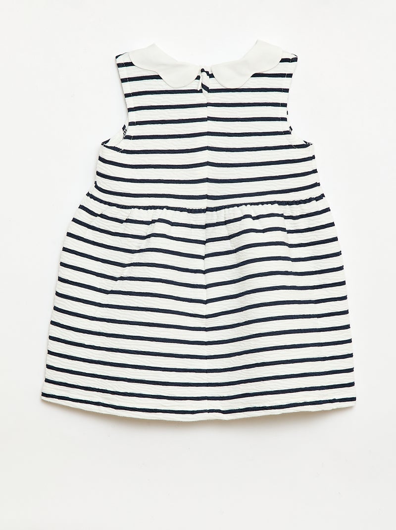 Crinkled knit dress with poplin collar White - Kiabi