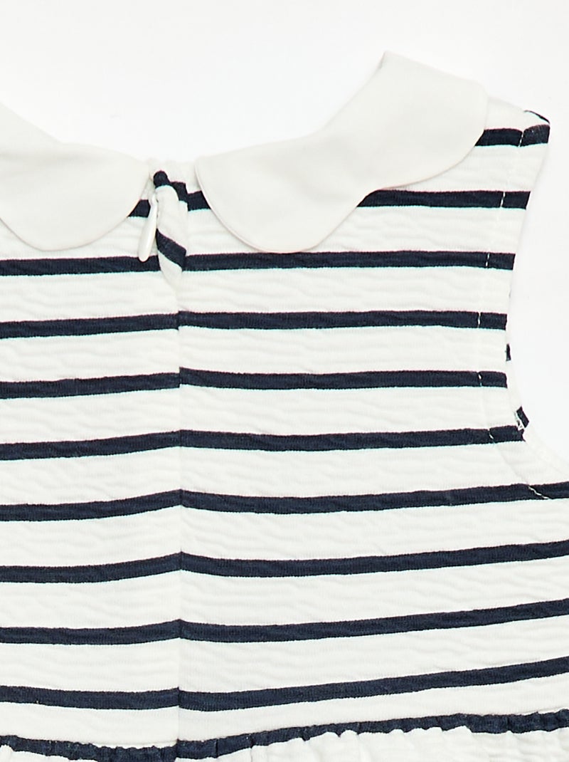 Crinkled knit dress with poplin collar White - Kiabi