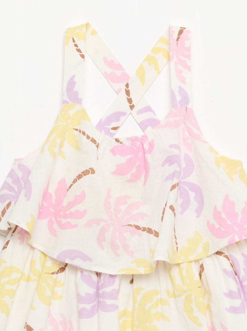 Criss-Cross Strap Shift Dress with Ruffles Beige - Kiabi