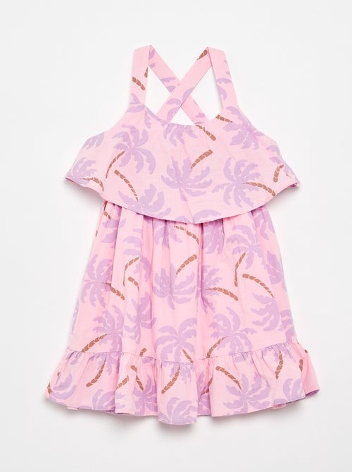 Criss-Cross Strap Shift Dress with Ruffles - Kiabi
