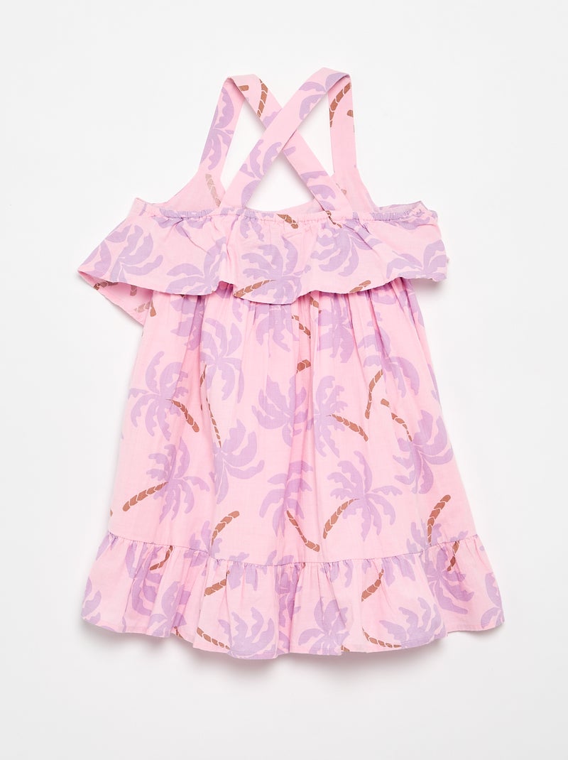 Criss-Cross Strap Shift Dress with Ruffles Pink - Kiabi