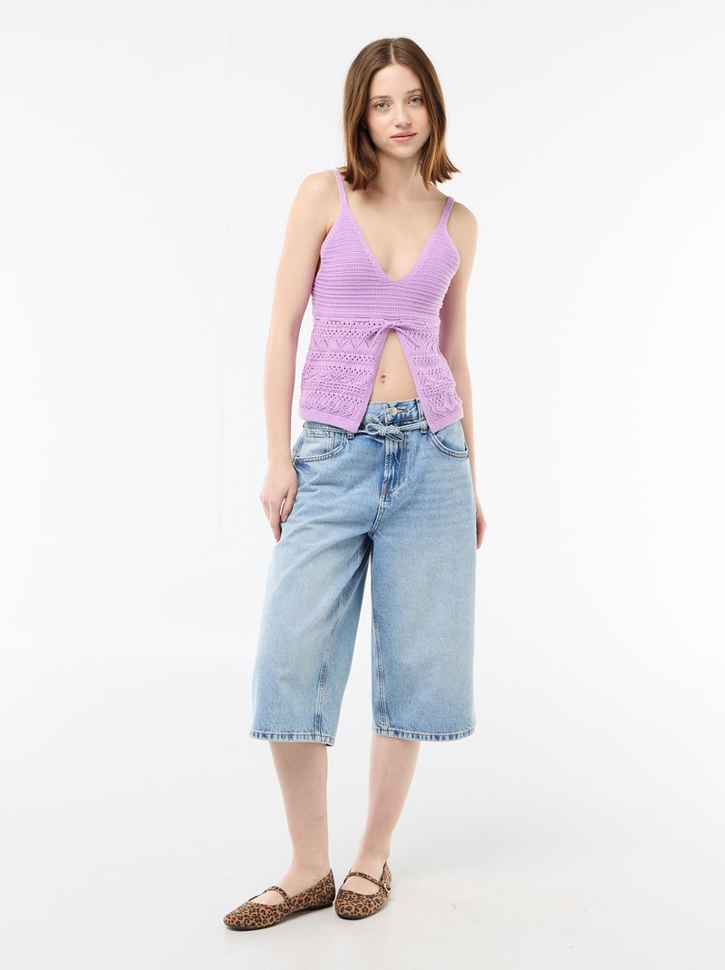 Crochet Crop Top Purple - Kiabi