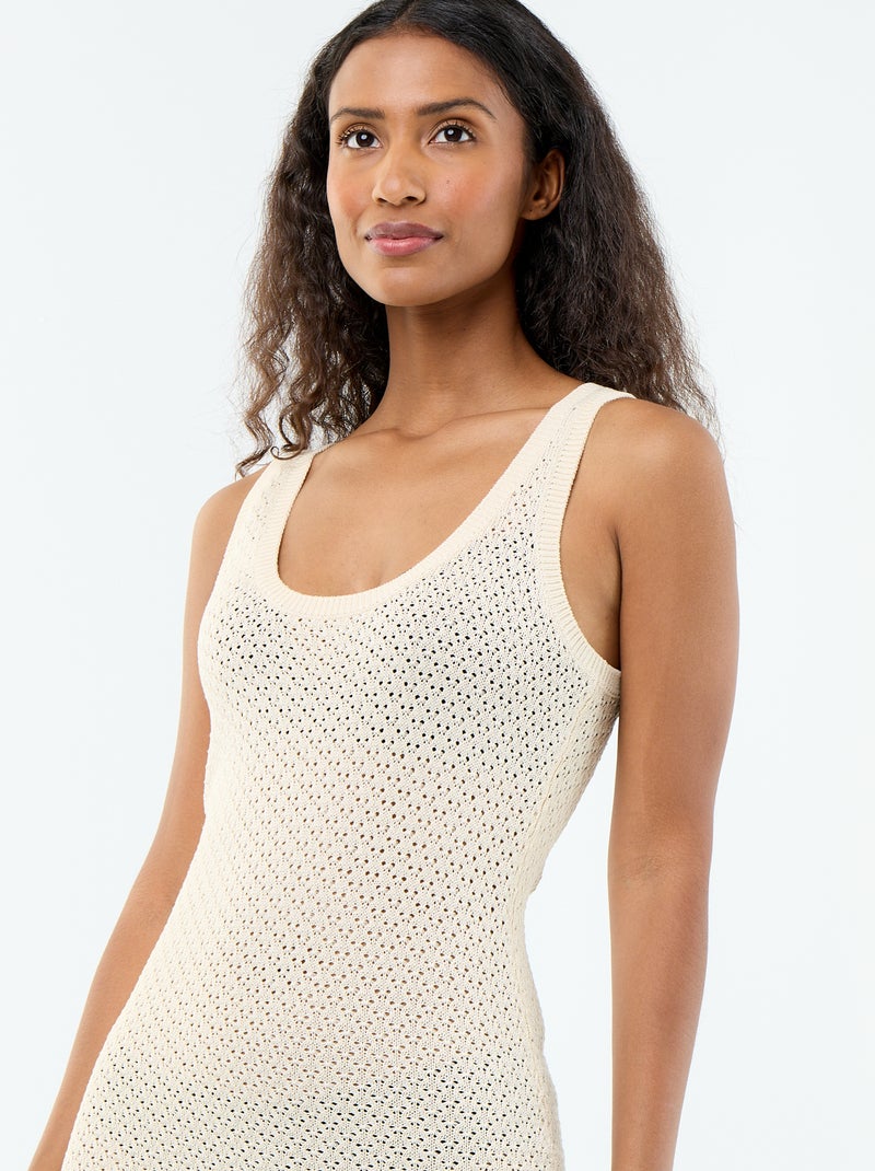 Crochet Knit Beach Maxi Dress Beige - Kiabi