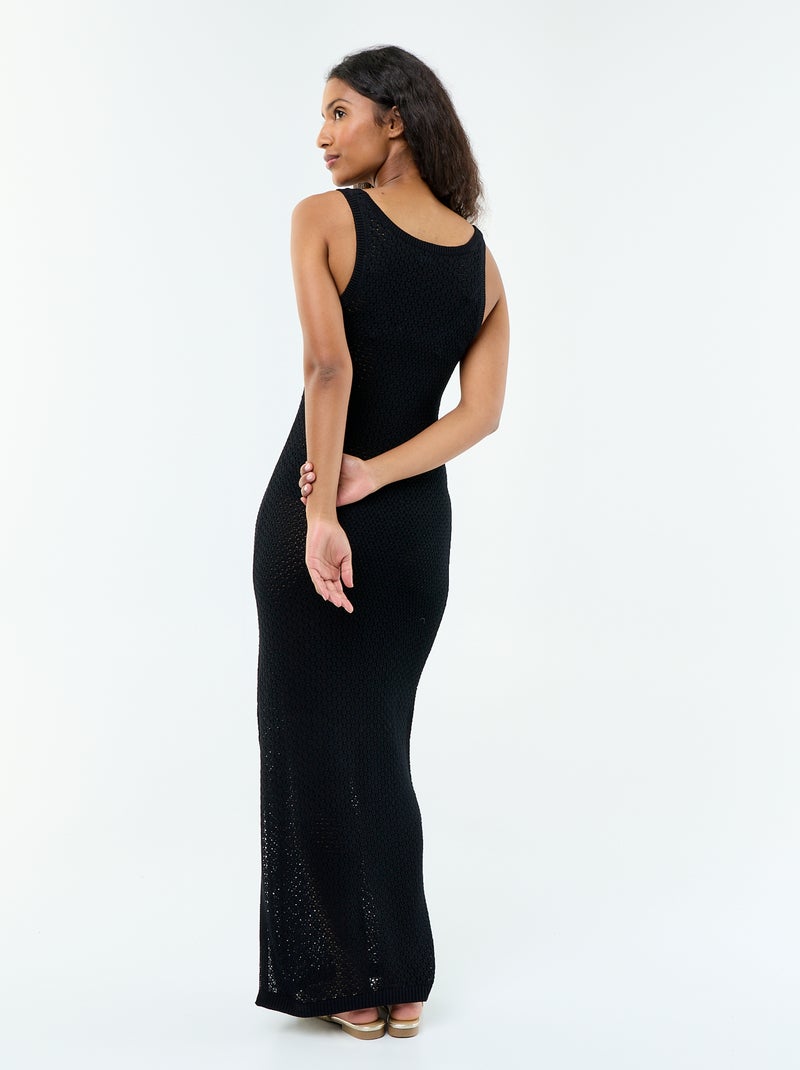 Crochet Knit Beach Maxi Dress Black - Kiabi