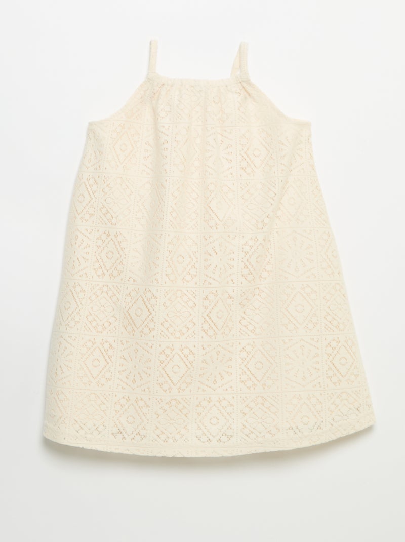 Crochet knit dress with non-adjustable straps Beige - Kiabi