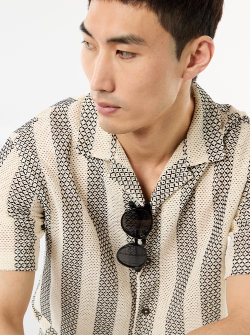 Crochet Knit Short-Sleeve Shirt - Kiabi