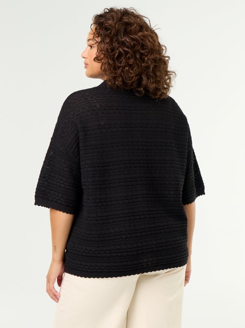 Crochet Knit Short-Sleeved Shirt - Kiabi Crochet Knit Short-Sleeved Shirt - Kiabi