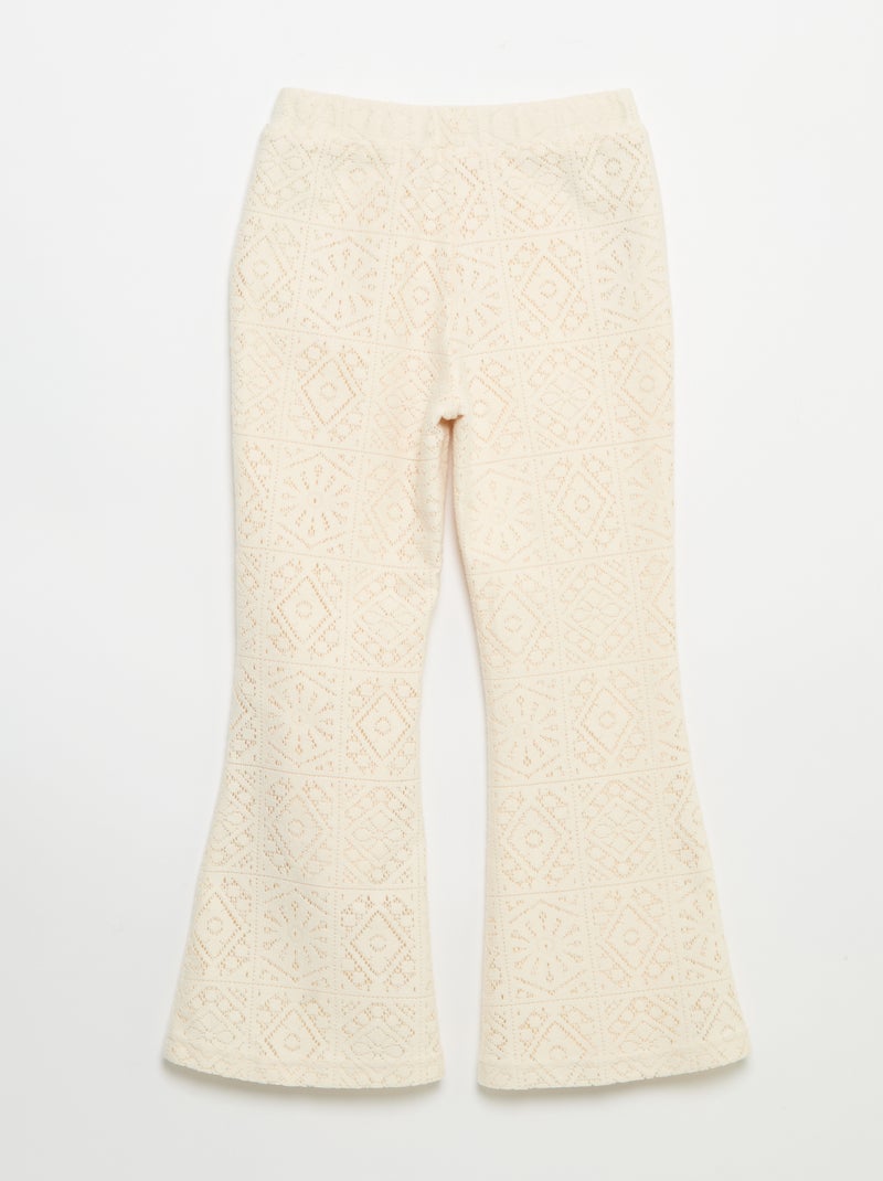 Crochet-look knit flared pants Beige - Kiabi