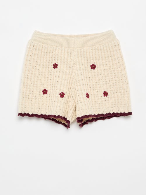 Crochet shorts with embroidered details - Kiabi