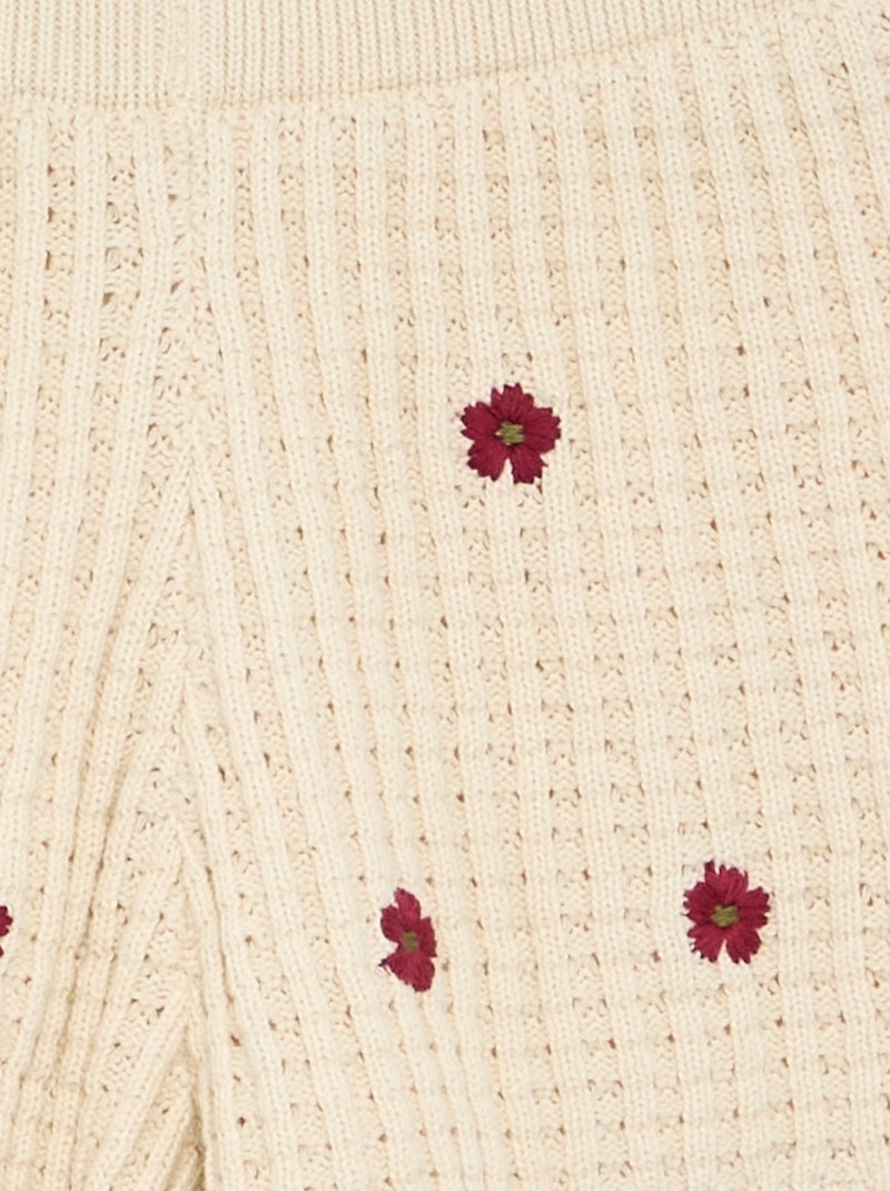 Crochet shorts with embroidered details Beige - Kiabi