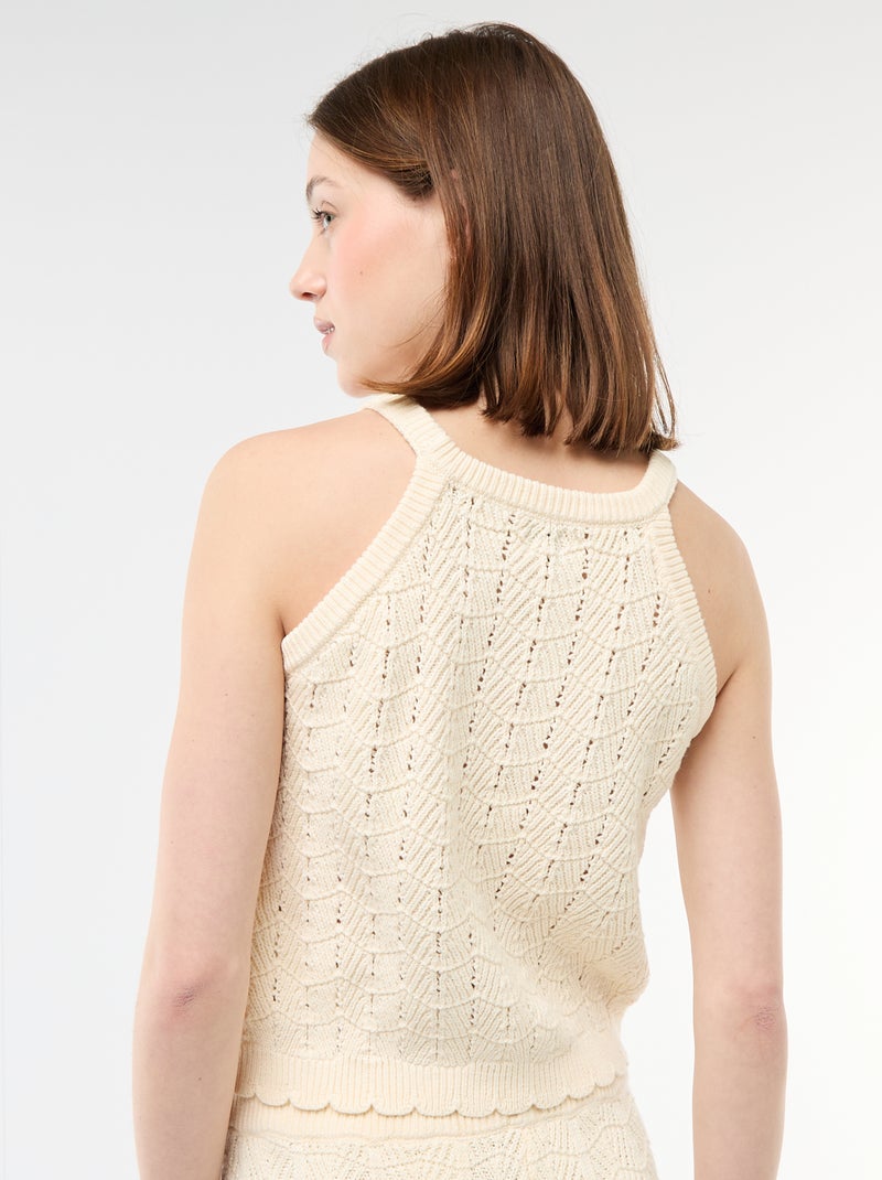 Crochet Tank Top with Racerback Beige - Kiabi