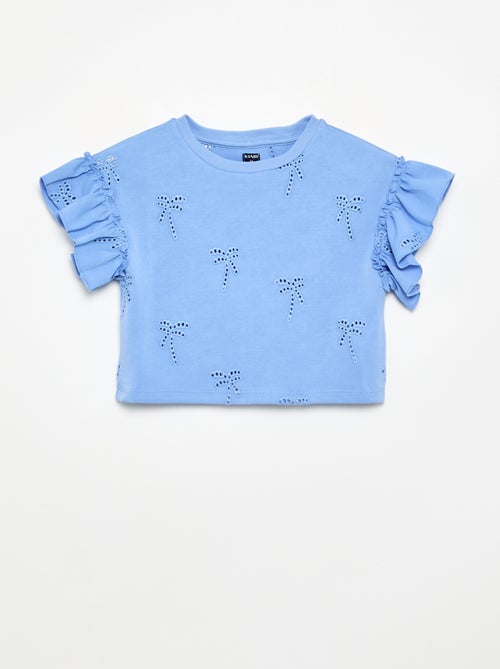 Crop t-shirt with broderie anglaise - Kiabi