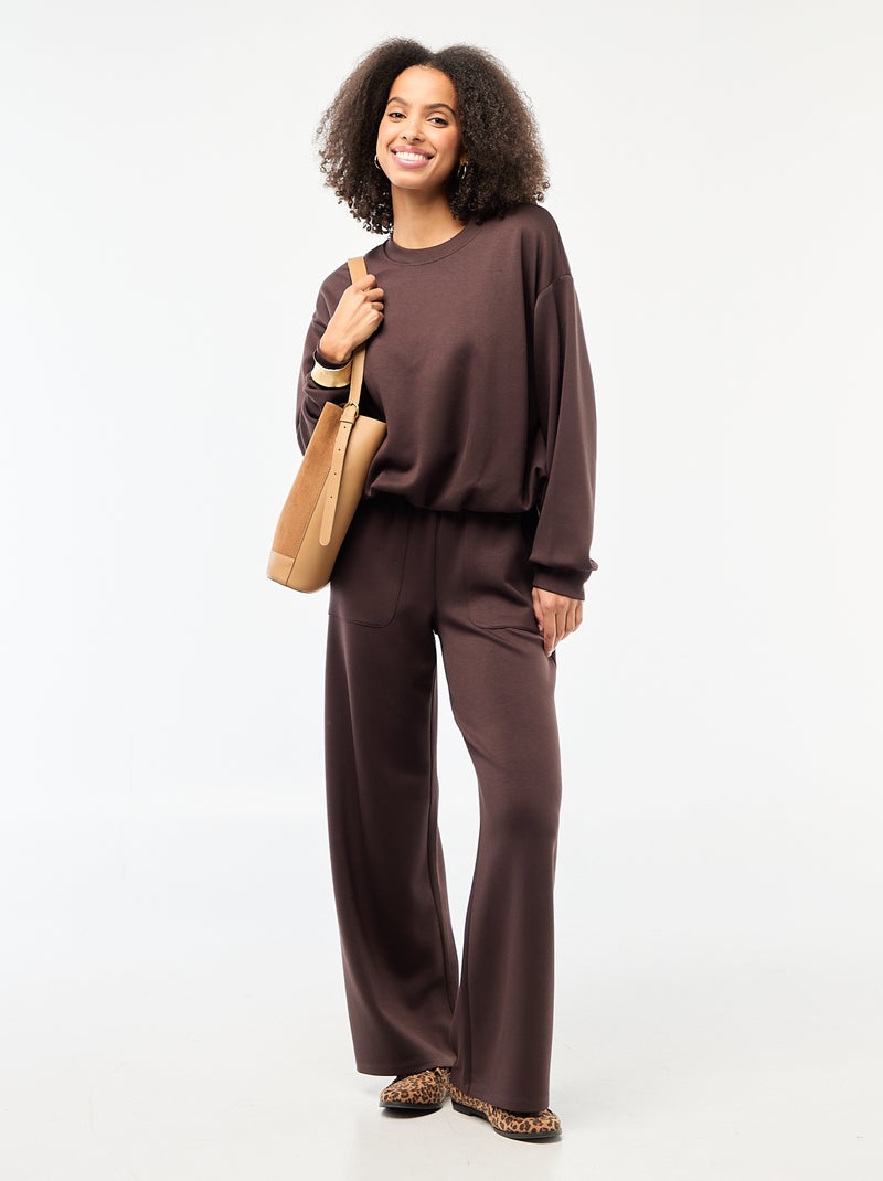 Cropped bubble hem sweatshirt Brown - Kiabi