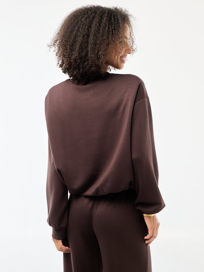 Cropped bubble hem sweatshirt Brown - Kiabi