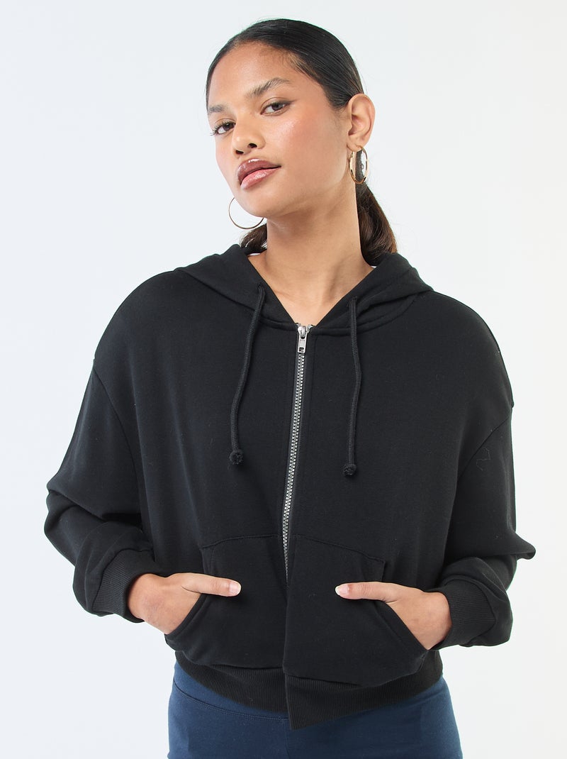 Cropped Hoodie Sweatshirt Black - Kiabi