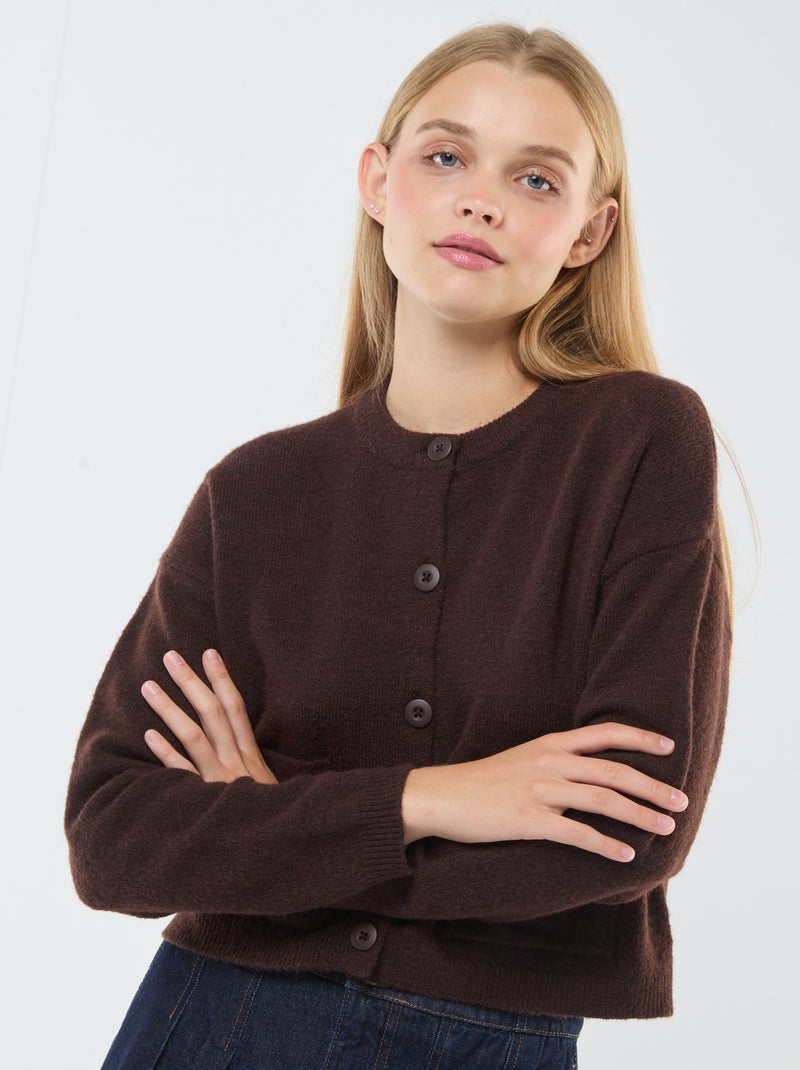 Cropped Knit Cardigan brown - Kiabi