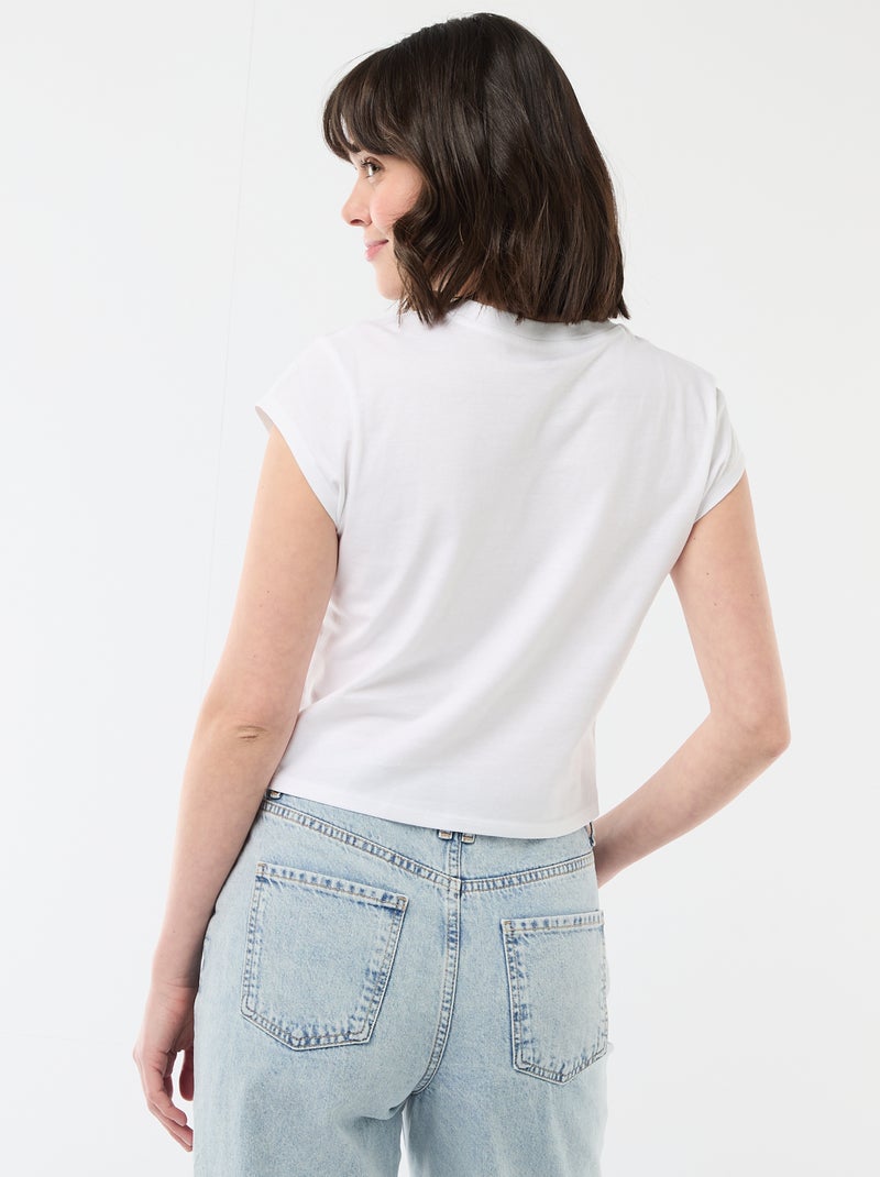Cropped T-Shirt "Mickey" "Disney" Weiß - Kiabi