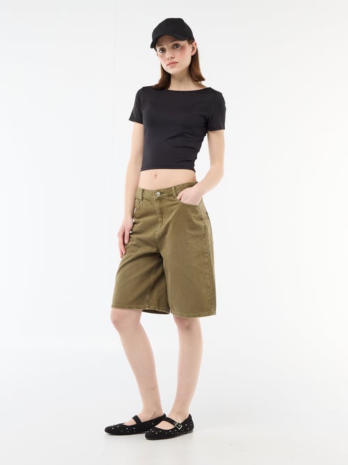 Cropped T-Shirt mit Karree-Rückenausschnitt - Kiabi