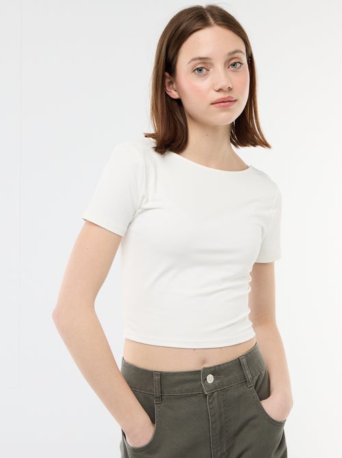 Cropped T-Shirt mit Karree-Rückenausschnitt - Kiabi